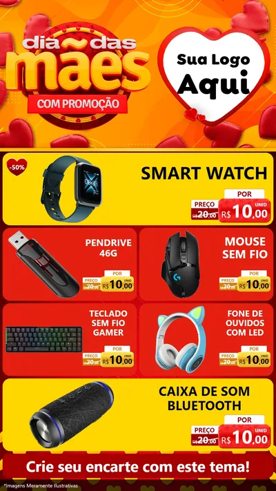 Modelo de TV para TV Vertical com o tema Dia das Mães com Promoção para Informática