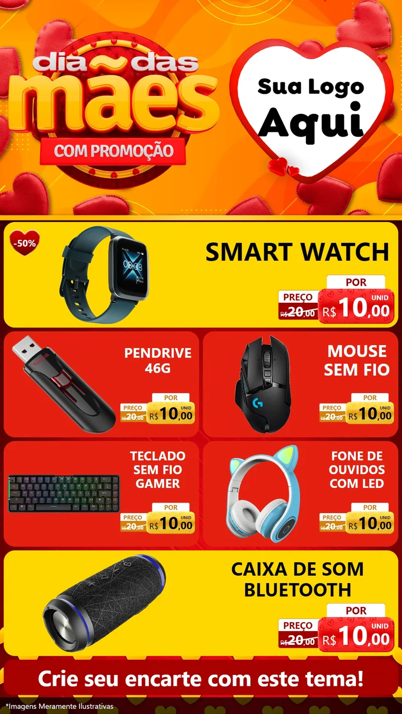 Modelo de TV para TV Vertical com o tema Dia das Mães com Promoção para Informática