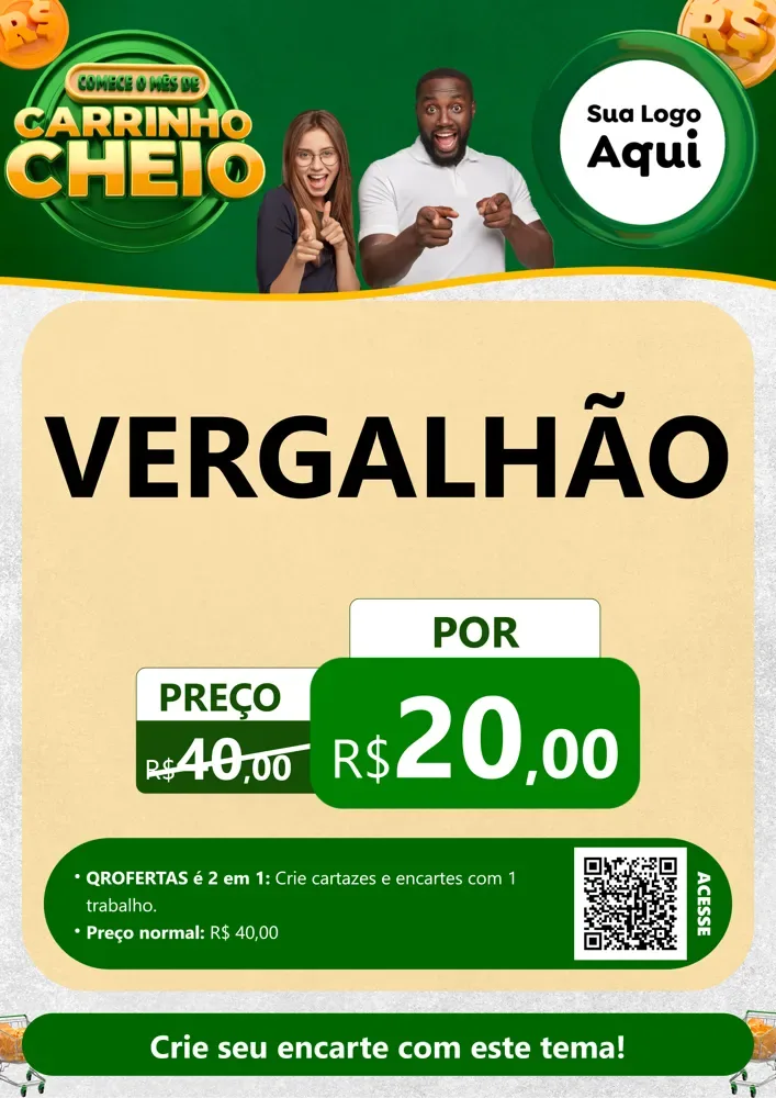 Modelo de Cartaz para Cartaz A4 Vertical com o tema Carrinho Cheio para Ferragens