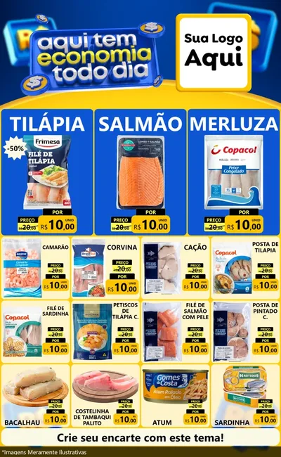 Modelo de Encarte para Encarte Grande com o tema Aqui Tem Economia Todo Dia para Peixaria