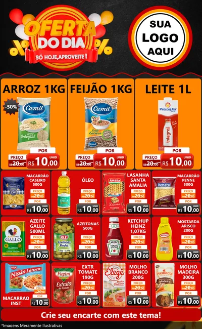 Modelo de Encarte para Encarte Grande com o tema Oferta do Dia - Só hoje, Aproveite! para Supermercado