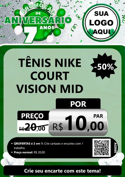 Modelo de Cartaz para Cartaz A4 Vertical com o tema Promoção de Aniversário - 7 Anos para Calçados