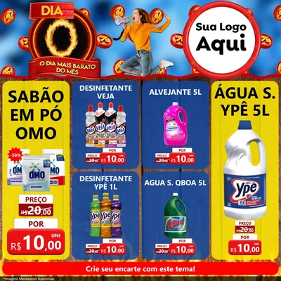 Modelo de Rede Social para Feed Facebook com o tema Dia O - O Dia Mais Barato Do Mês para Produtos de Limpeza