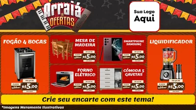 Modelo de TV para TV Horizontal com o tema Arraiá de Ofertas - Junina para Móveis e Eletro