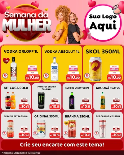 Modelo de Rede Social para Feed Instagram com o tema Semana da Mulher para Distribuidora de bebidas