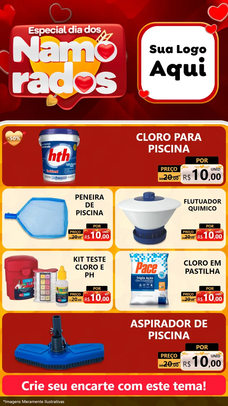 Modelo de TV para TV Vertical com o tema Especial Dia dos Namorados para Produtos para Piscina