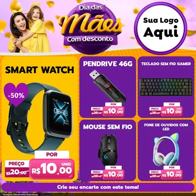 Modelo de Rede Social para Feed Facebook com o tema Dia das Mães com Desconto para Informática