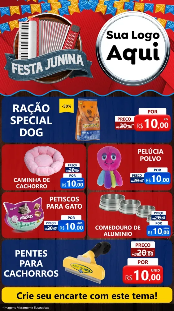 Modelo de TV para TV Vertical com o tema Festa Junina para Pet Shop