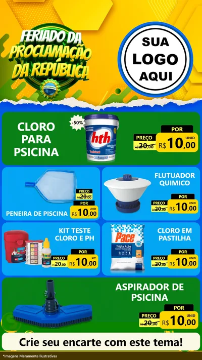 Modelo de TV para TV Vertical com o tema Feriado da Proclamação da República para Produtos para Piscina