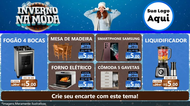 Modelo de TV para TV Horizontal com o tema Inverno na Moda para Móveis e Eletro