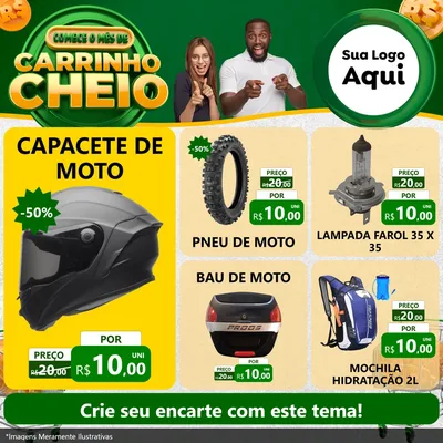 Modelo de Rede Social para Feed Facebook com o tema Carrinho Cheio para Moto peças