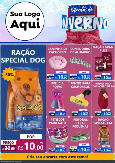 Modelo de Encarte para Encarte A4 Vertical com o tema Ofertas de Inverno para Pet Shop