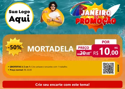 Modelo de Cartaz para Cartaz A4 Horizontal com o tema Janeiro de Promoção para Frios e Laticínios