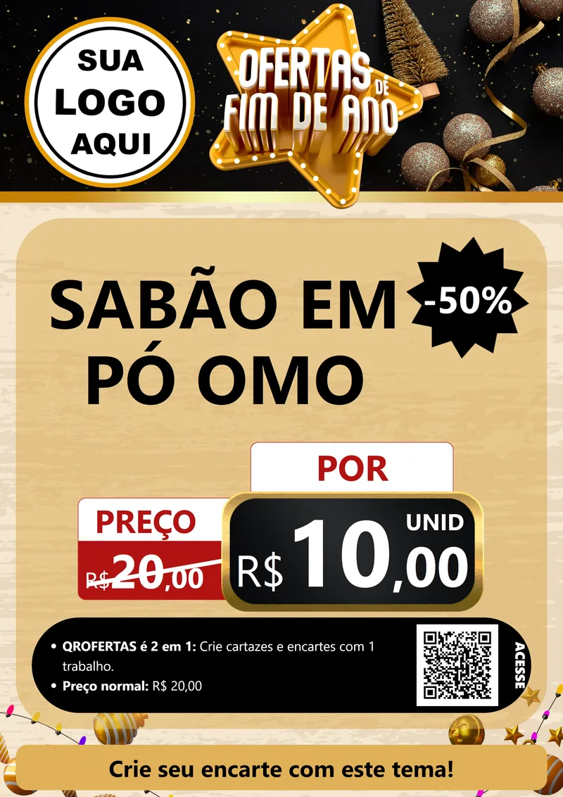 Modelo de Cartaz para Cartaz A4 Vertical com o tema Ofertas de Fim de Ano para Produtos de Limpeza