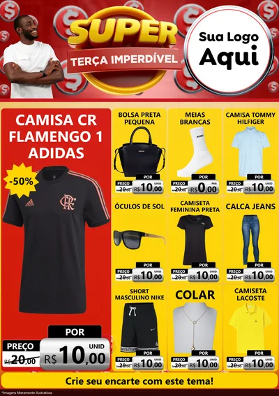 Modelo de Encarte para Encarte A4 Vertical com o tema Super Terça Imperdível para Roupas e acessórios