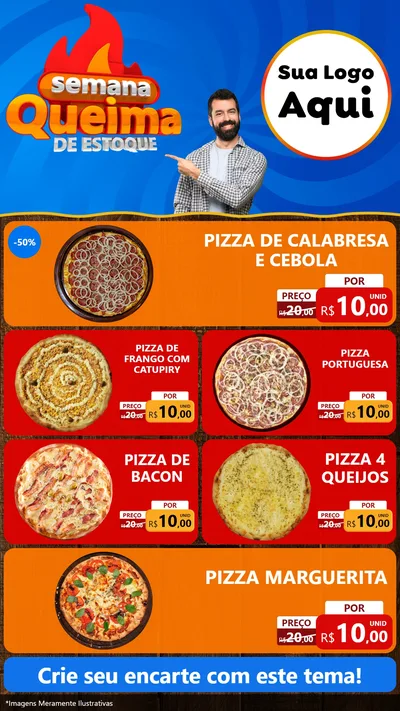 Modelo de TV para TV Vertical com o tema Semana Queima de Estoque para Pizzaria
