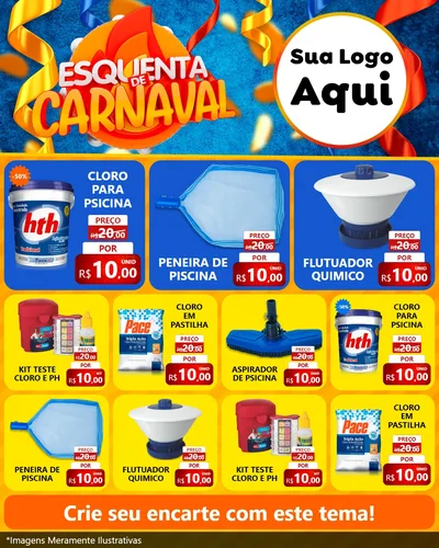 Modelo de Rede Social para Feed Instagram com o tema Esquenta de Carnaval para Produtos para Piscina