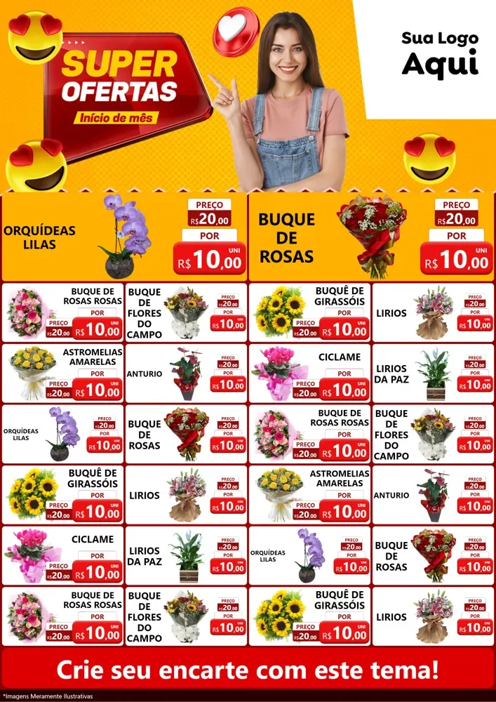 Modelo de Encarte para Encarte A4 Vertical com o tema Super Ofertas Inicio De mês para Floricultura e jardim