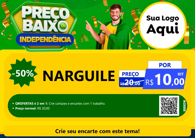 Modelo de Cartaz para Cartaz A4 Horizontal com o tema Preço Baixo de Independência para Tabacaria