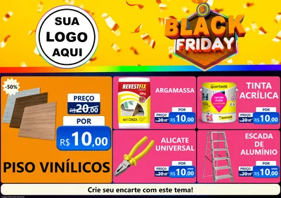 Modelo de Encarte para Encarte A4 Horizontal com o tema Black Friday para Material para Construção
