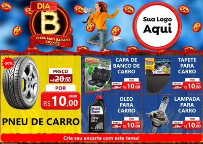 Modelo de Encarte para Encarte A4 Horizontal com o tema Dia B - O Dia Mais Barato Do Mês para Auto peças