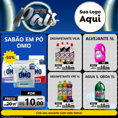 Modelo de Rede Social para Feed Facebook com o tema Sorteio Dia Dos Pais para Produtos de Limpeza