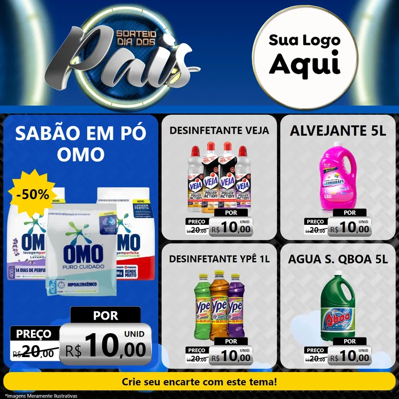 Modelo de Rede Social para Feed Facebook com o tema Sorteio Dia Dos Pais para Produtos de Limpeza