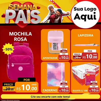 Modelo de Rede Social para Feed Facebook com o tema Semana Dos Pais para Papelaria