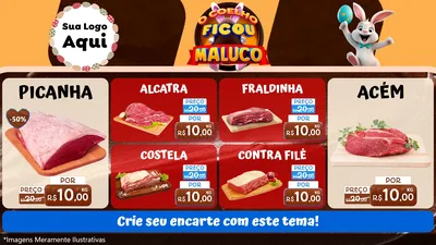 Modelo de TV para TV Horizontal com o tema O Coelho Ficou Maluco - Páscoa para Açougue