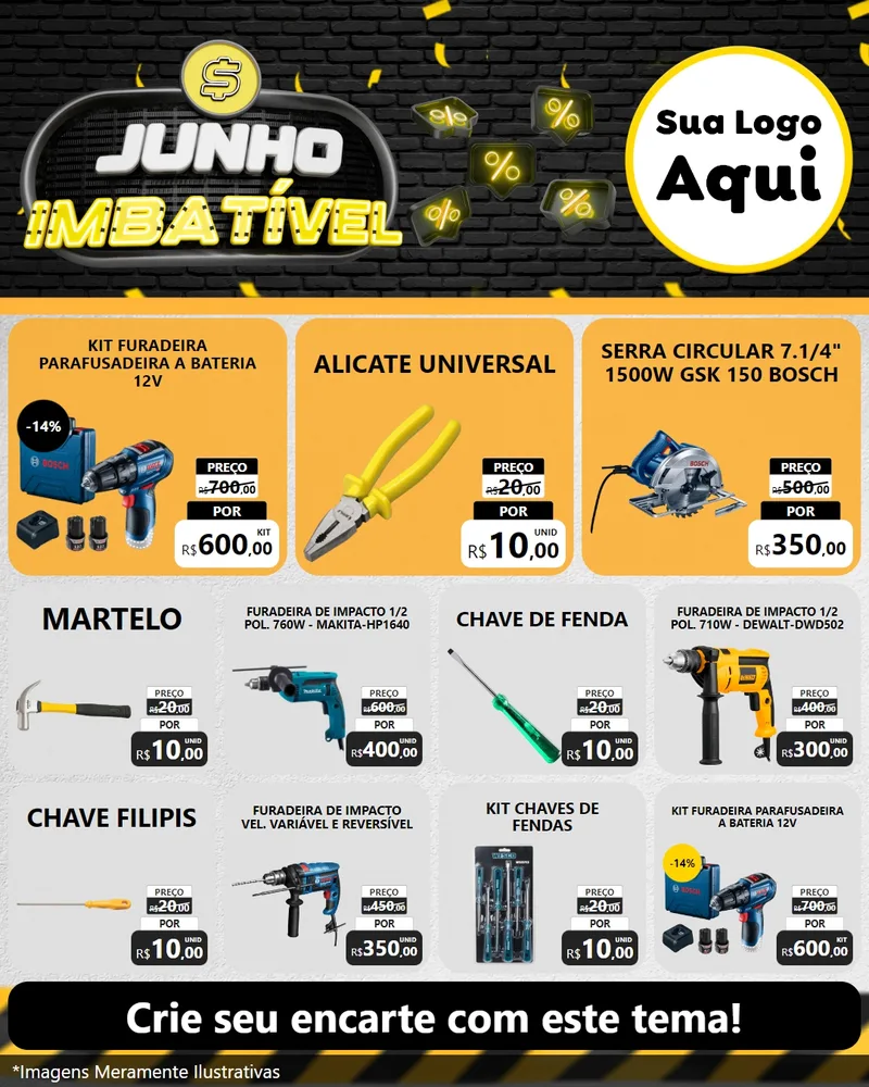 Modelo de Rede Social para Feed Instagram com o tema Junho Imbatível para Maquinas e Ferramentas