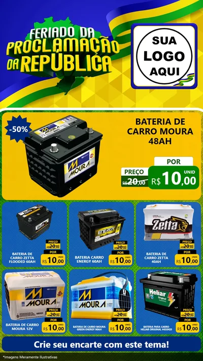 Modelo de Rede Social para Stories com o tema Feriado da Proclamação da República para Baterias Elétricas