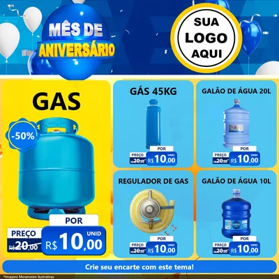 Modelo de Rede Social para Feed Facebook com o tema Mês de Aniversário para Água e gás