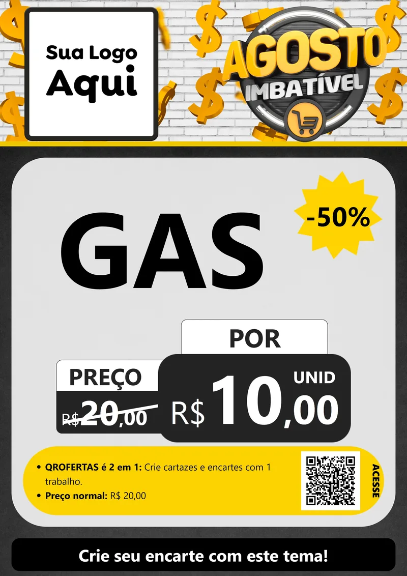 Modelo de Cartaz para Cartaz A4 Vertical com o tema Agosto imbatível para Água e gás