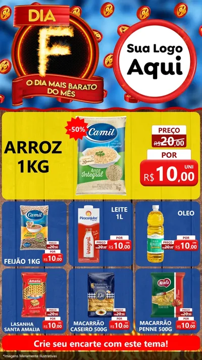 Modelo de Rede Social para Stories com o tema Dia F - O Dia Mais Barato Do Mês para Supermercado