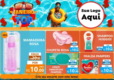 Modelo de Encarte para Encarte A4 Horizontal com o tema Janeiro Top para Bebês