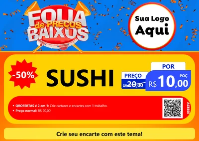 Modelo de Cartaz para Cartaz A4 Horizontal com o tema Folia de Preços Baixos para Comida japonesa