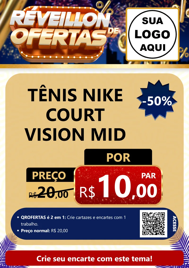 Modelo de Cartaz para Cartaz A4 Vertical com o tema Réveillon de Ofertas para Calçados