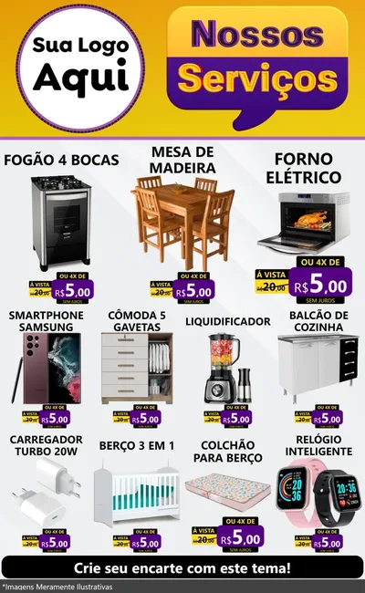 Modelo de Encarte para Encarte Grande com o tema Nossos Serviços para Móveis e Eletro