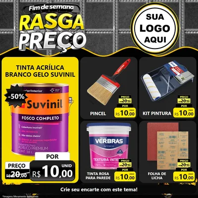 Modelo de Rede Social para Feed Facebook com o tema Fim de Semana Rasga Preço para Tintas e Ferramentas