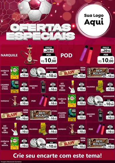 Modelo de Encarte para Encarte A4 Vertical com o tema Ofertas Especiais - Futebol para Tabacaria