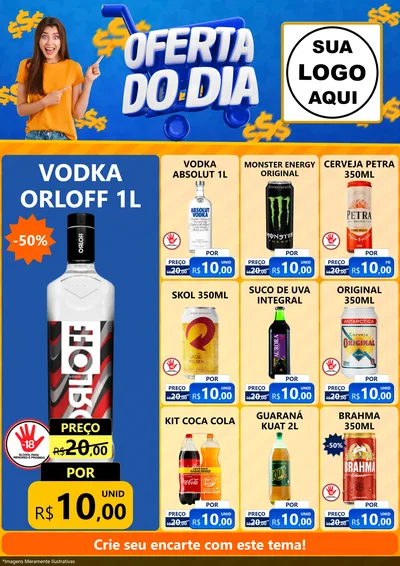 Modelo de Encarte para Encarte A4 Vertical com o tema Oferta do Dia para Distribuidora de bebidas