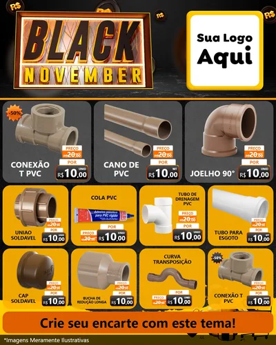 Modelo de Rede Social para Feed Instagram com o tema Black November para Tubos e conexões