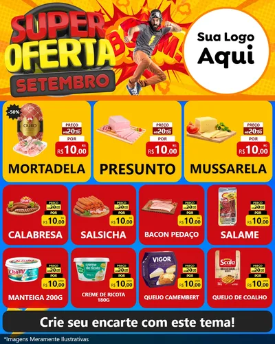 Modelo de Rede Social para Feed Instagram com o tema Super Oferta Setembro para Frios e Laticínios