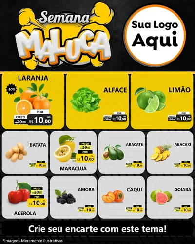 Modelo de Rede Social para Feed Instagram com o tema Semana Maluca para Hortifrúti