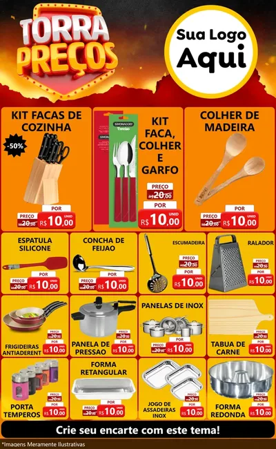 Modelo de Encarte para Encarte Grande com o tema Torra Preços para Utilidades Domésticas
