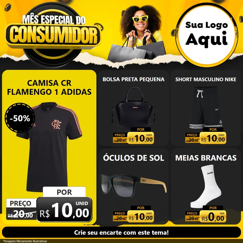 Modelo de Rede Social para Feed Facebook com o tema Mês Especial do Consumidor para Roupas e acessórios