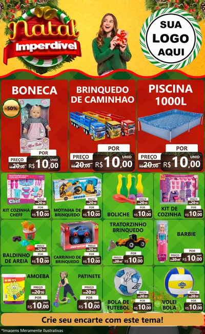 Modelo de Encarte para Encarte Grande com o tema Natal Imperdível para Brinquedos