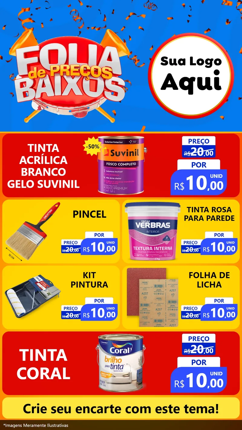Modelo de TV para TV Vertical com o tema Folia de Preços Baixos para Tintas e Ferramentas