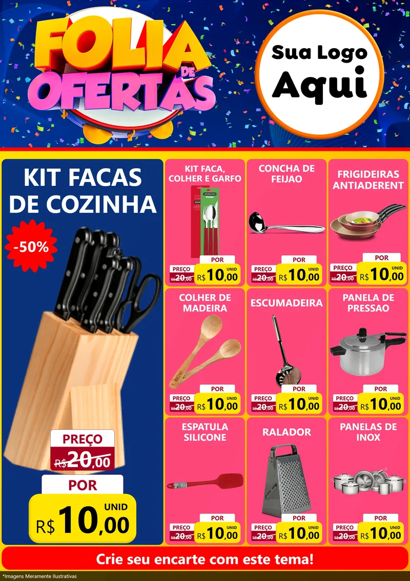 Modelo de Encarte para Encarte A4 Vertical com o tema Folia de Ofertas para Utilidades Domésticas