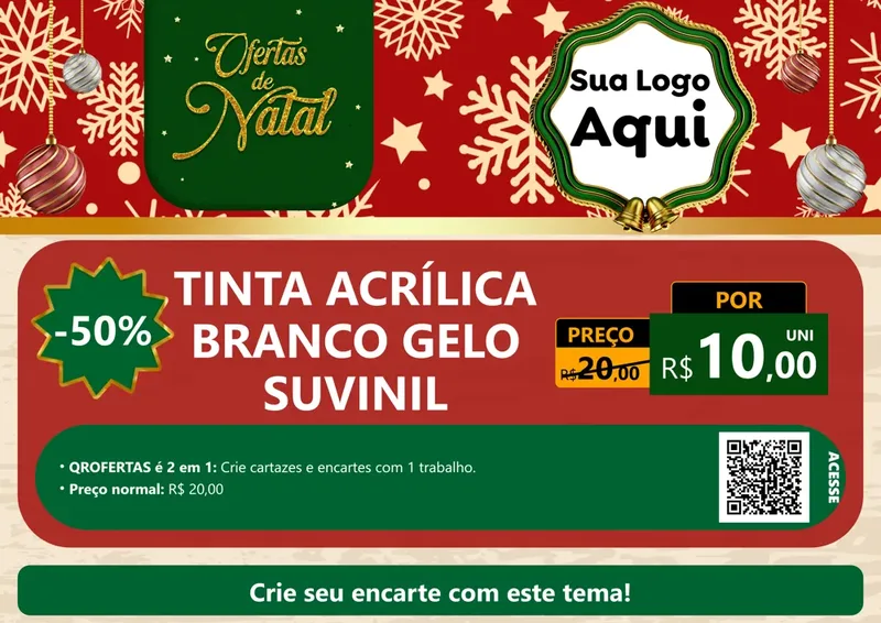 Modelo de Cartaz para Cartaz A4 Horizontal com o tema Natal de Ofertas para Tintas e Ferramentas